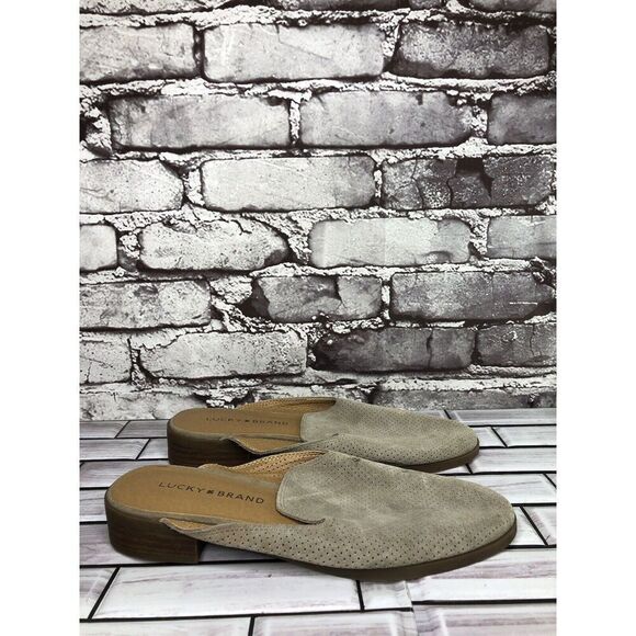 Lucky Brand Coryna Taupe Suede Leather Slip On Mules Flats Women Sz 7M US/37.5EU - Picture 16 of 16